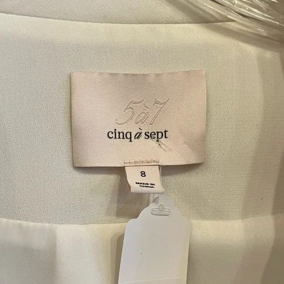 Cinq à Sept Khloe Crepe Blazer Ivory Ruched Three Quarter Sleeves Size 8 - Picture 5 of 8